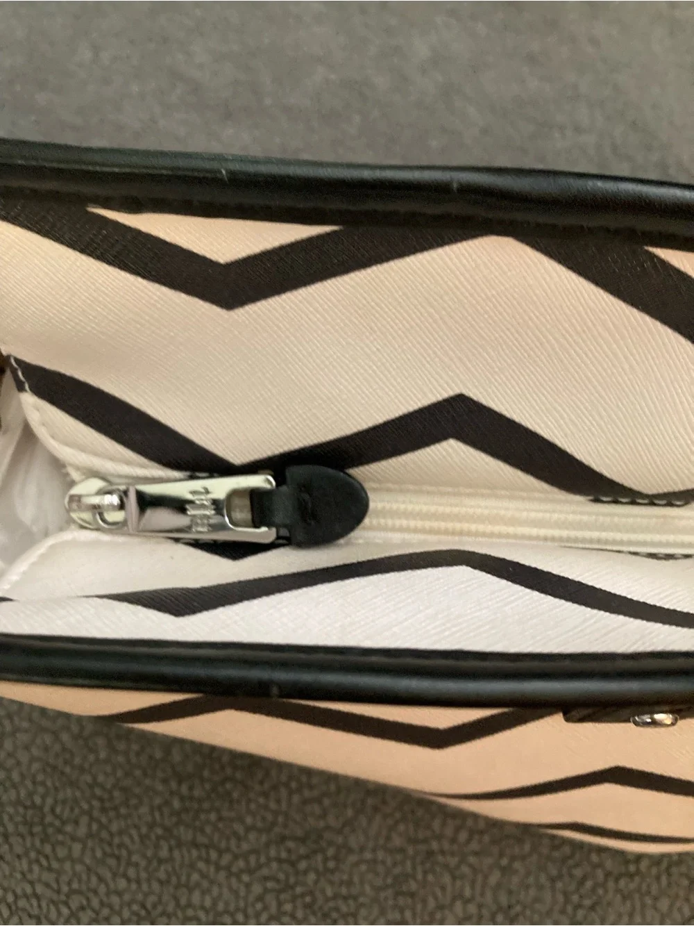 Lauren Ralph Lauren Black and Cream Chevron Tote